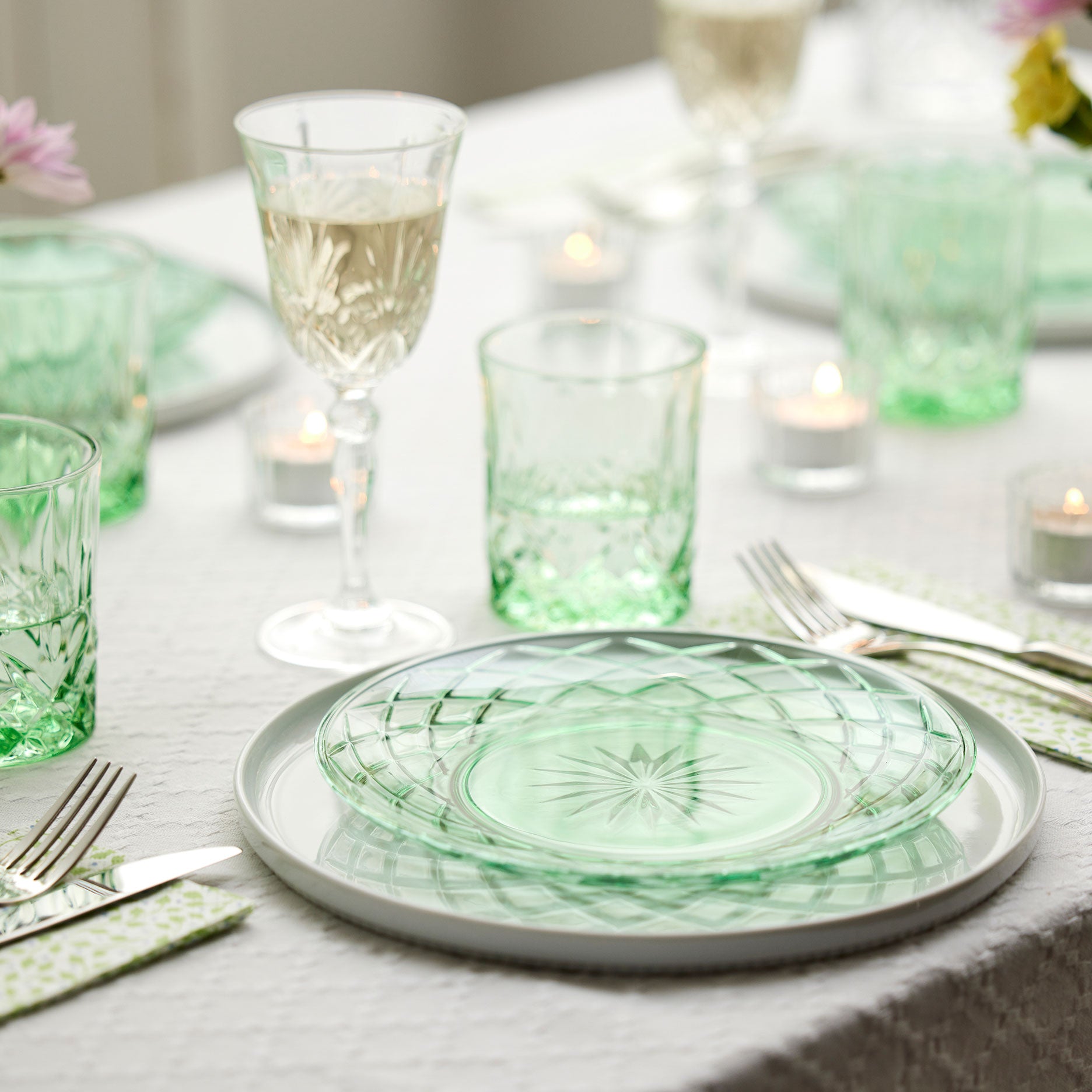 Sorrento glastallerken 4 stk grøn